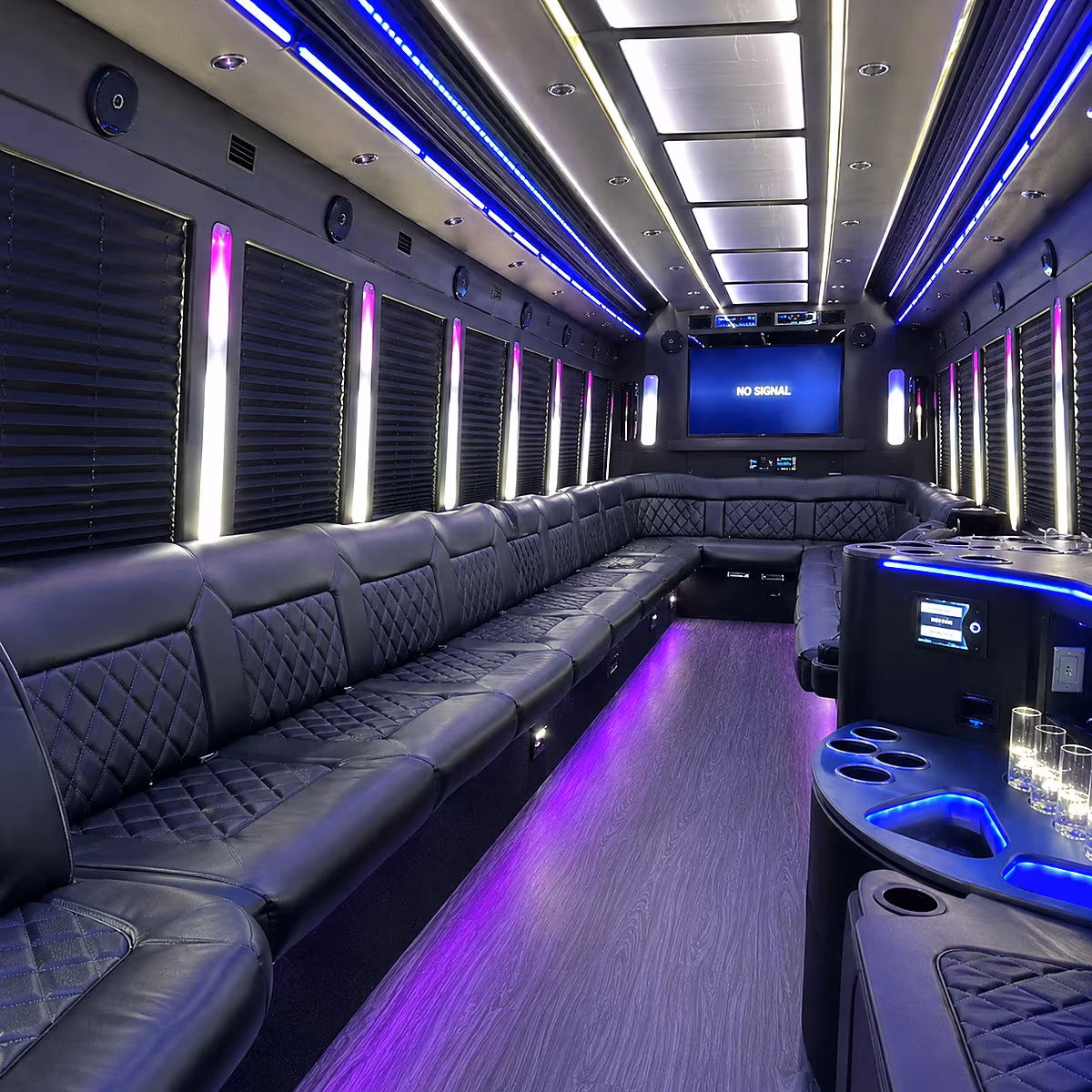 bridal party bus rentals on the morning of the wedding